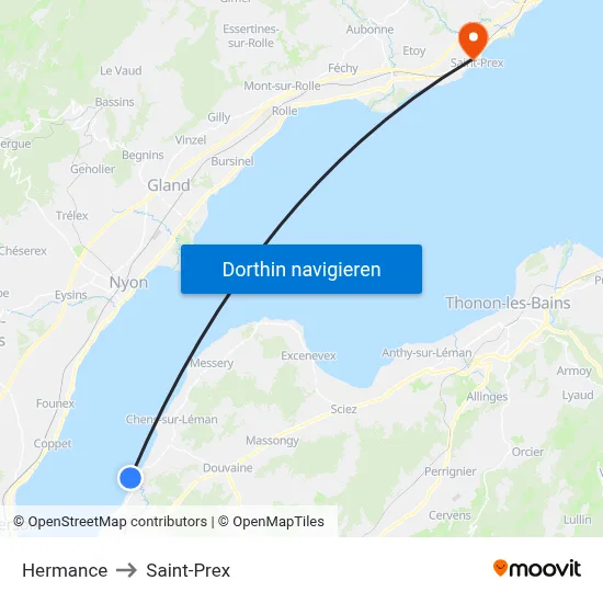 Hermance to Saint-Prex map