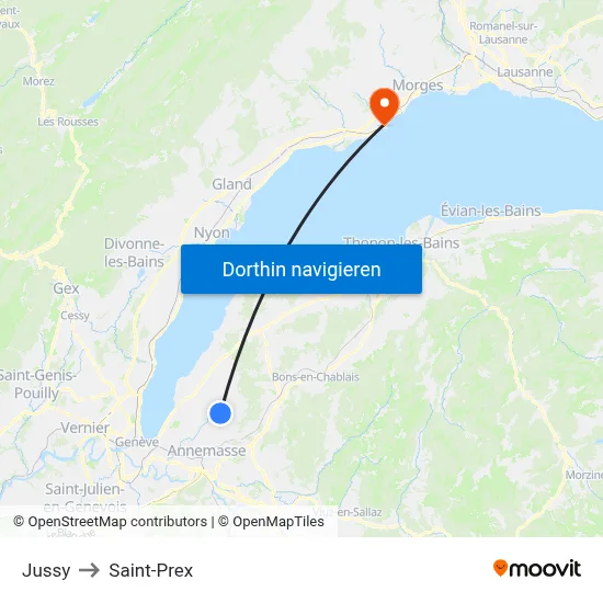 Jussy to Saint-Prex map