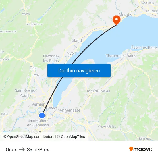 Onex to Saint-Prex map
