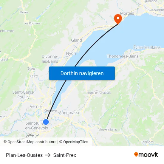 Plan-Les-Ouates to Saint-Prex map
