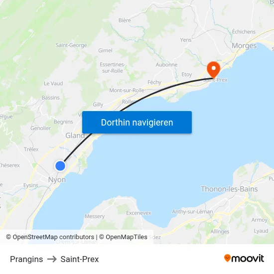 Prangins to Saint-Prex map