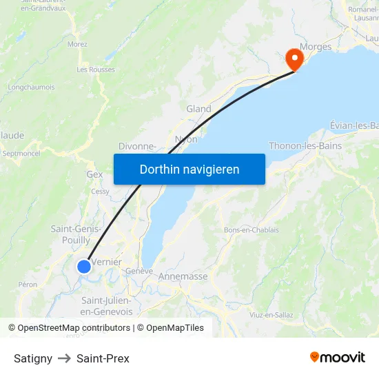 Satigny to Saint-Prex map