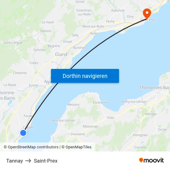 Tannay to Saint-Prex map