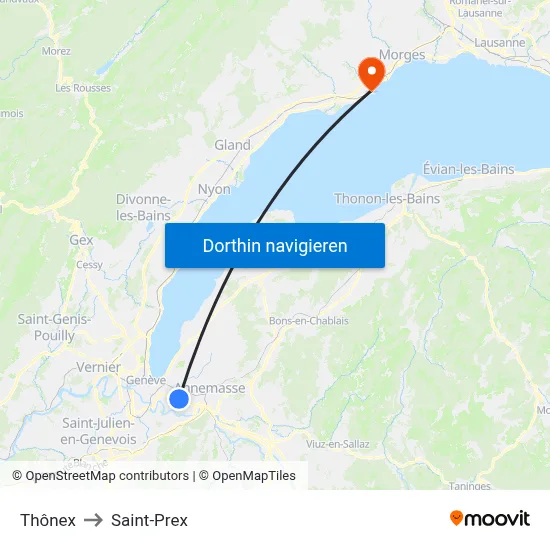 Thônex to Saint-Prex map