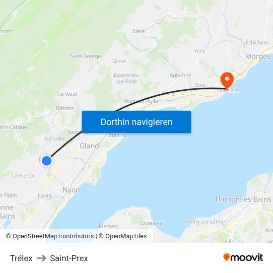 Trélex to Saint-Prex map