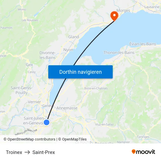 Troinex to Saint-Prex map