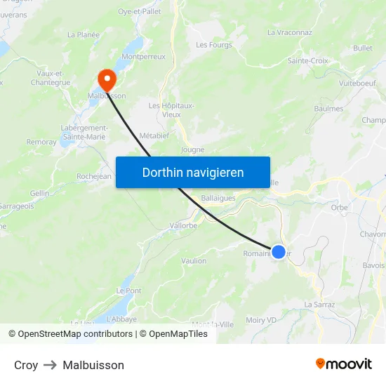 Croy to Malbuisson map