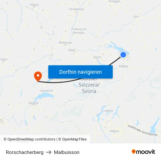 Rorschacherberg to Malbuisson map