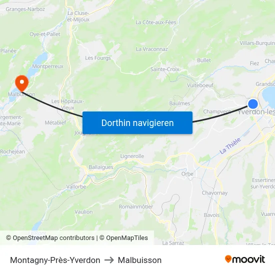 Montagny-Près-Yverdon to Malbuisson map