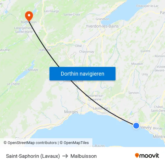 Saint-Saphorin (Lavaux) to Malbuisson map