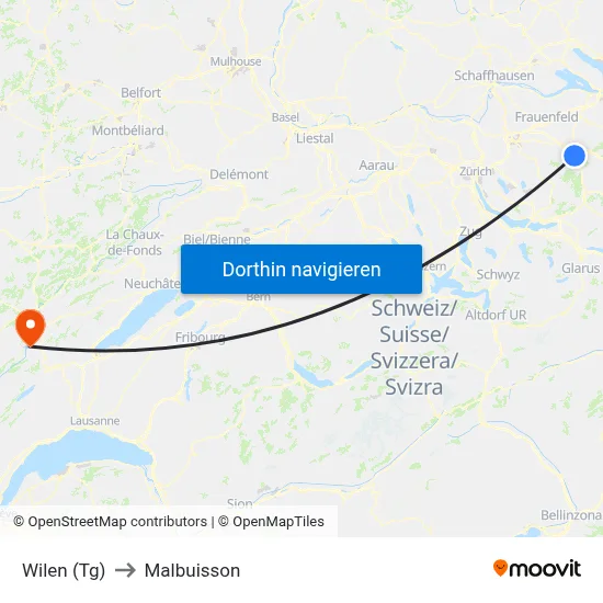Wilen (Tg) to Malbuisson map