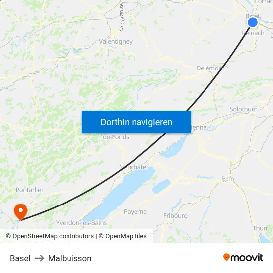 Basel to Malbuisson map