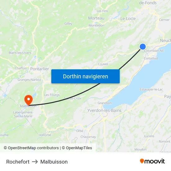 Rochefort to Malbuisson map