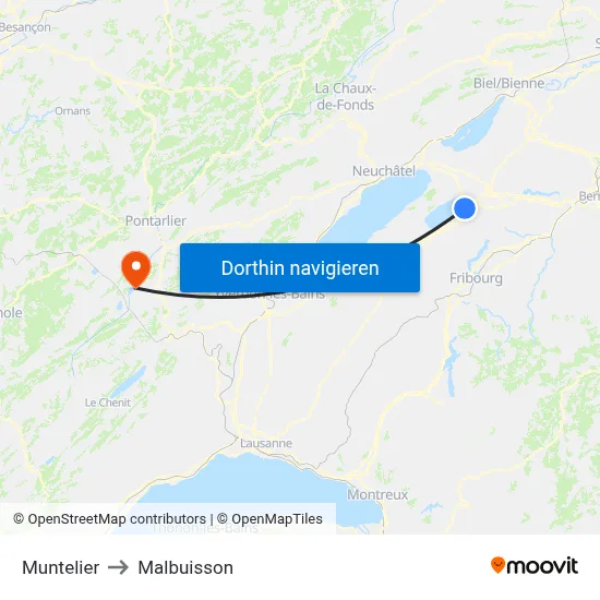 Muntelier to Malbuisson map