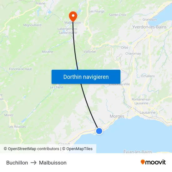 Buchillon to Malbuisson map