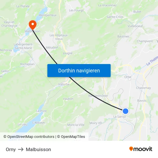 Orny to Malbuisson map