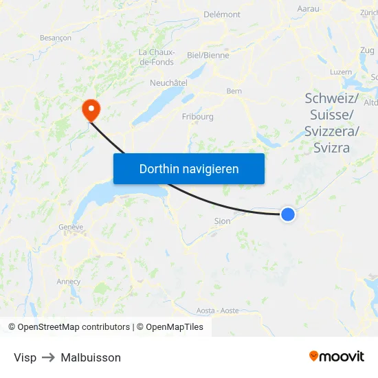 Visp to Malbuisson map
