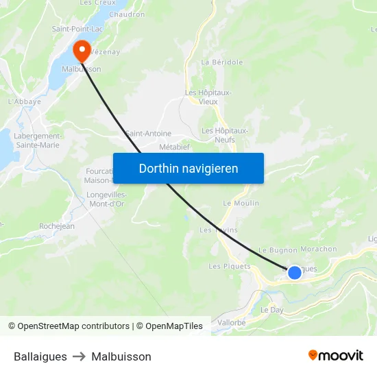 Ballaigues to Malbuisson map