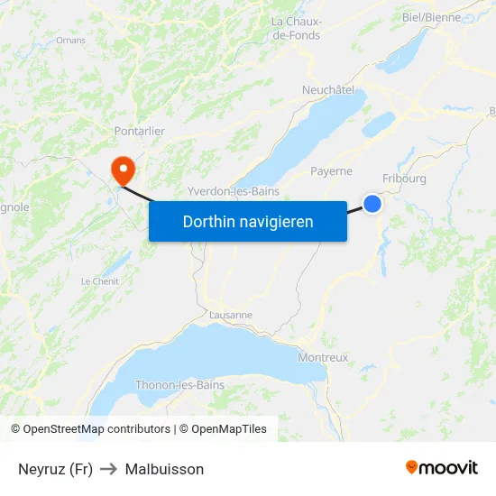 Neyruz (Fr) to Malbuisson map