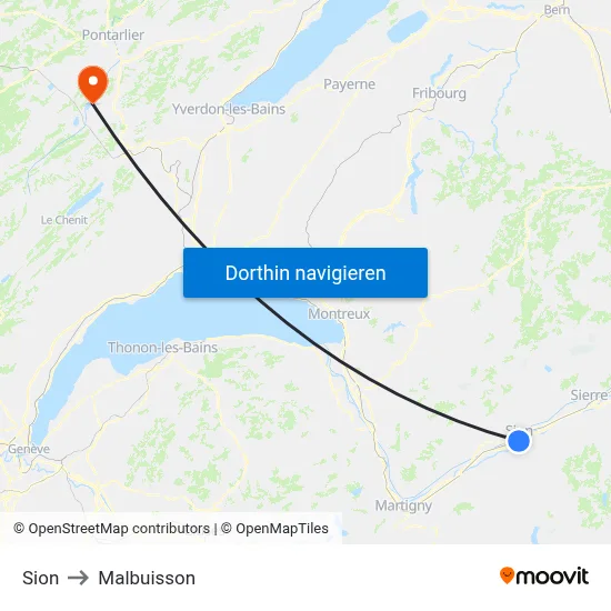 Sion to Malbuisson map