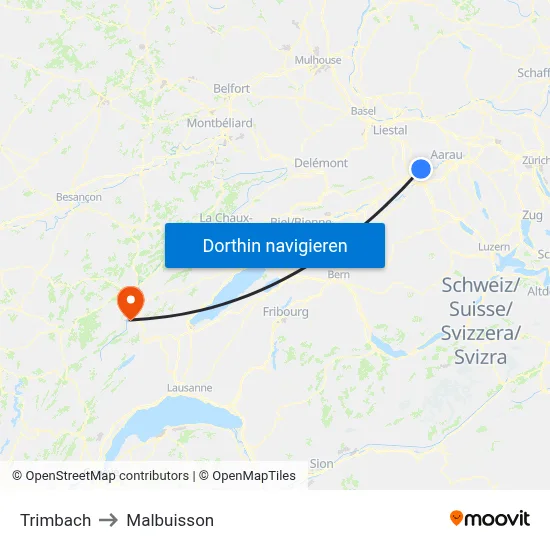 Trimbach to Malbuisson map