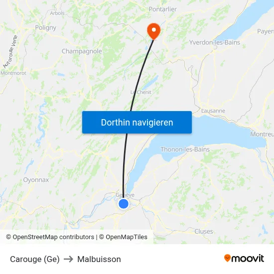 Carouge (Ge) to Malbuisson map