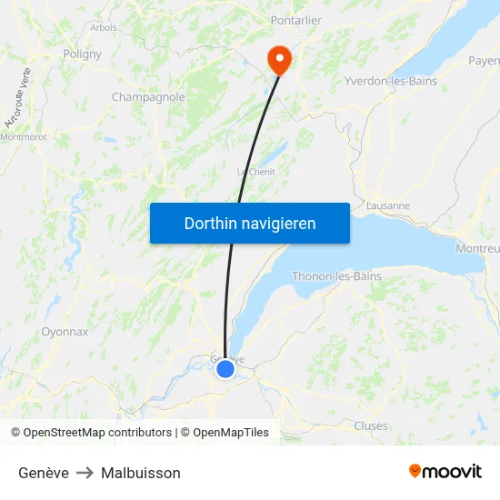 Genève to Malbuisson map