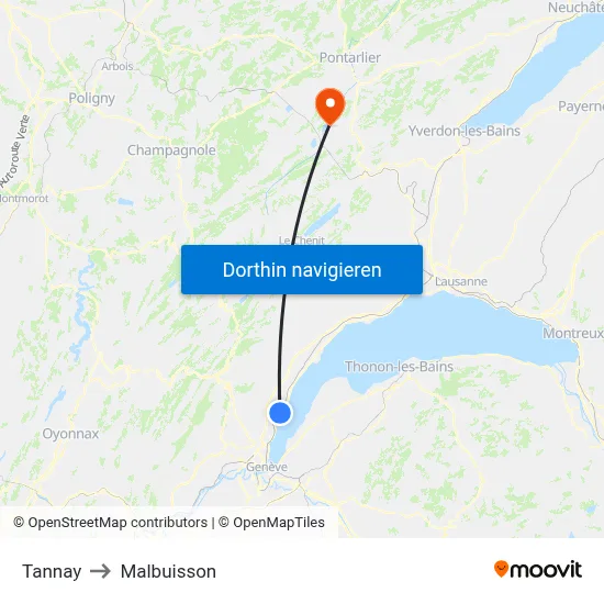Tannay to Malbuisson map