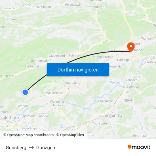 Günsberg to Gunzgen map
