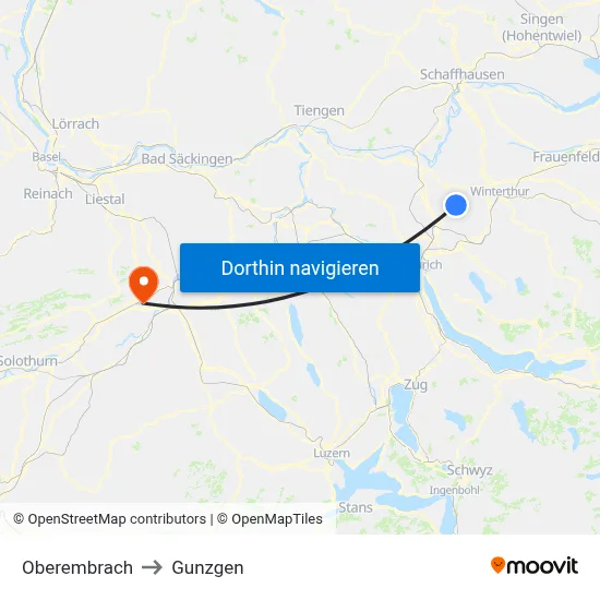 Oberembrach to Gunzgen map