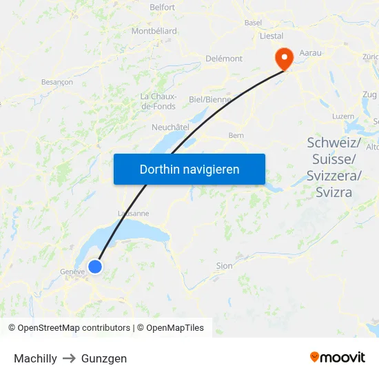 Machilly to Gunzgen map
