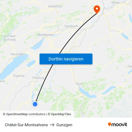 Châtel-Sur-Montsalvens to Gunzgen map