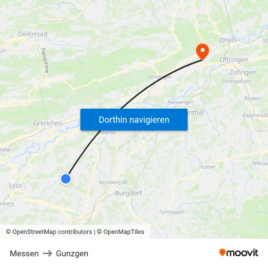 Messen to Gunzgen map