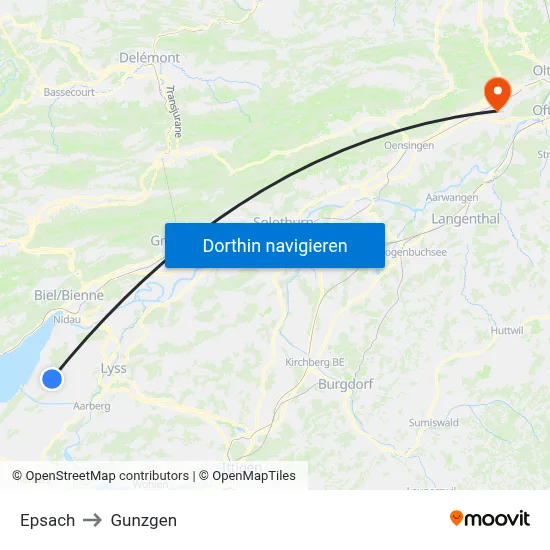 Epsach to Gunzgen map