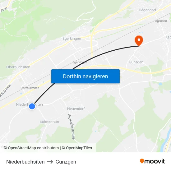 Niederbuchsiten to Gunzgen map