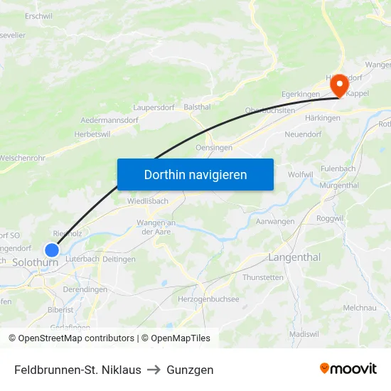 Feldbrunnen-St. Niklaus to Gunzgen map