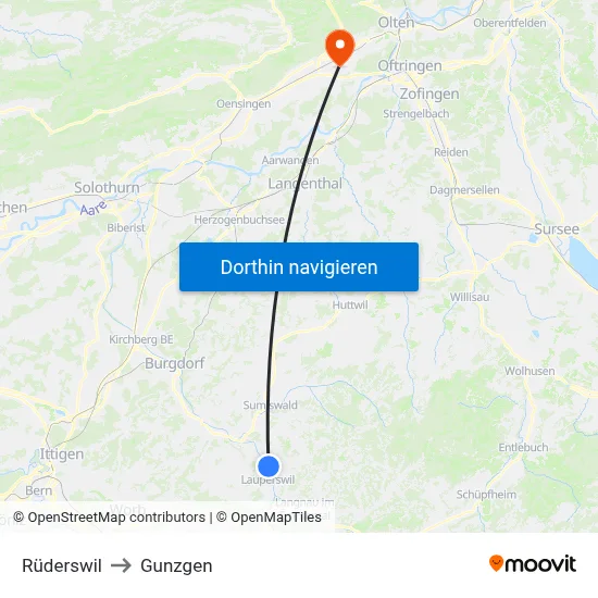 Rüderswil to Gunzgen map