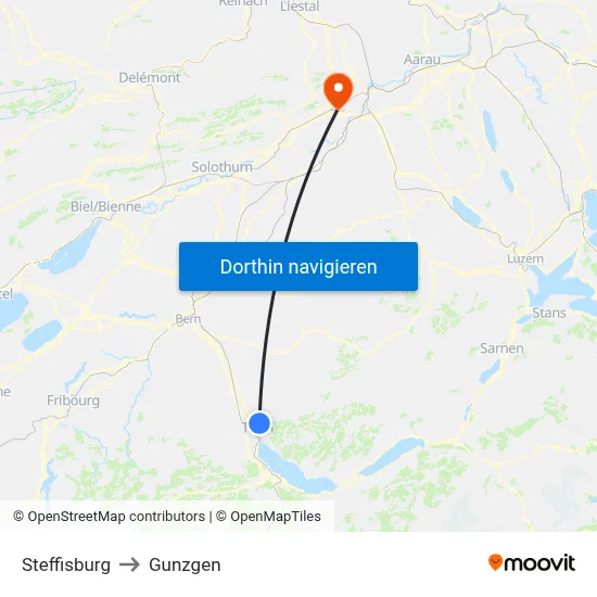 Steffisburg to Gunzgen map