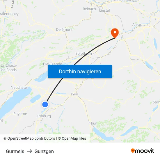 Gurmels to Gunzgen map