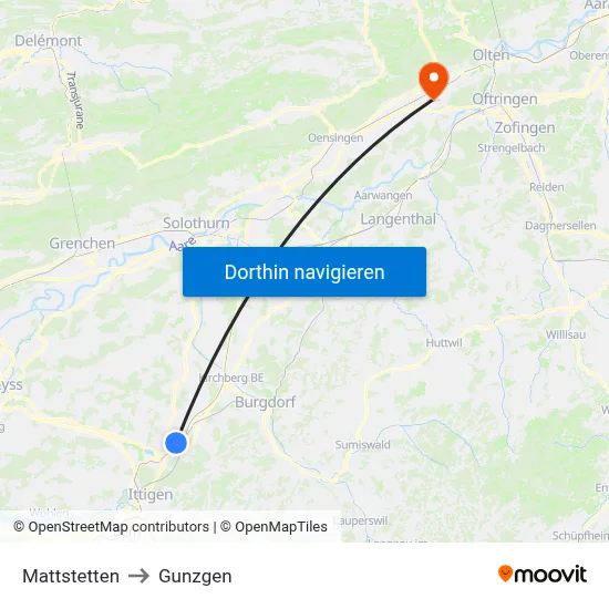 Mattstetten to Gunzgen map