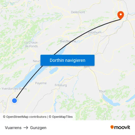 Vuarrens to Gunzgen map