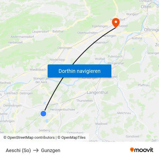 Aeschi (So) to Gunzgen map