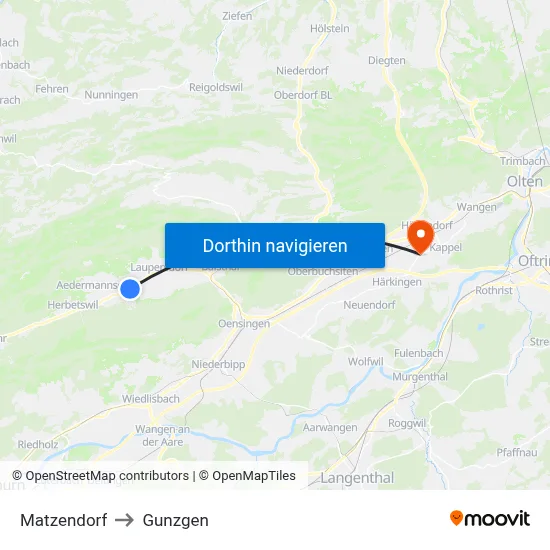 Matzendorf to Gunzgen map