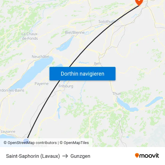 Saint-Saphorin (Lavaux) to Gunzgen map