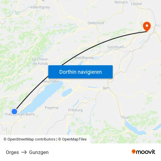 Orges to Gunzgen map