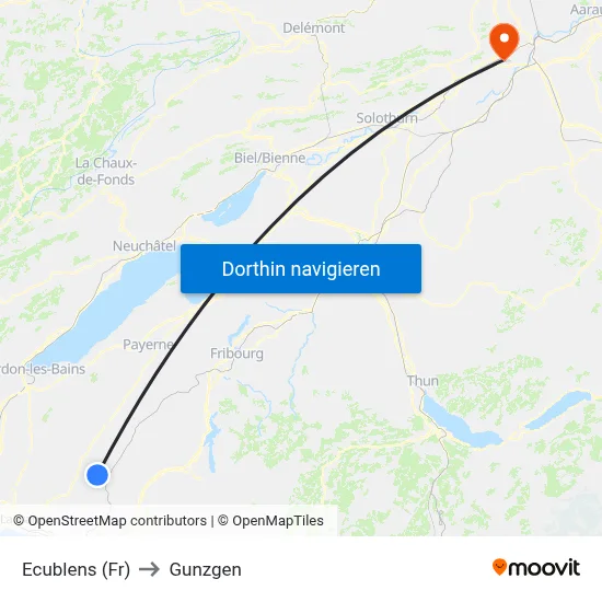 Ecublens (Fr) to Gunzgen map