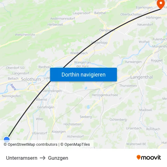 Unterramsern to Gunzgen map