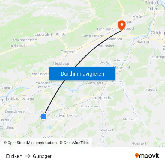 Etziken to Gunzgen map