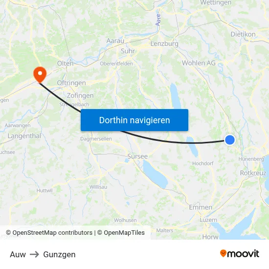 Auw to Gunzgen map