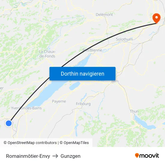Romainmôtier-Envy to Gunzgen map